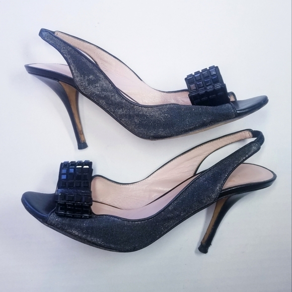 kate spade Shoes - Kate Spade | Kitten Heel Black Bow, size 8.5